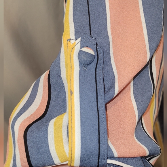 Torrid Harper Georgette Pullover 3/4 Sleeve Plus Size 6 Salmon Striped Blouse - Picture 8 of 9